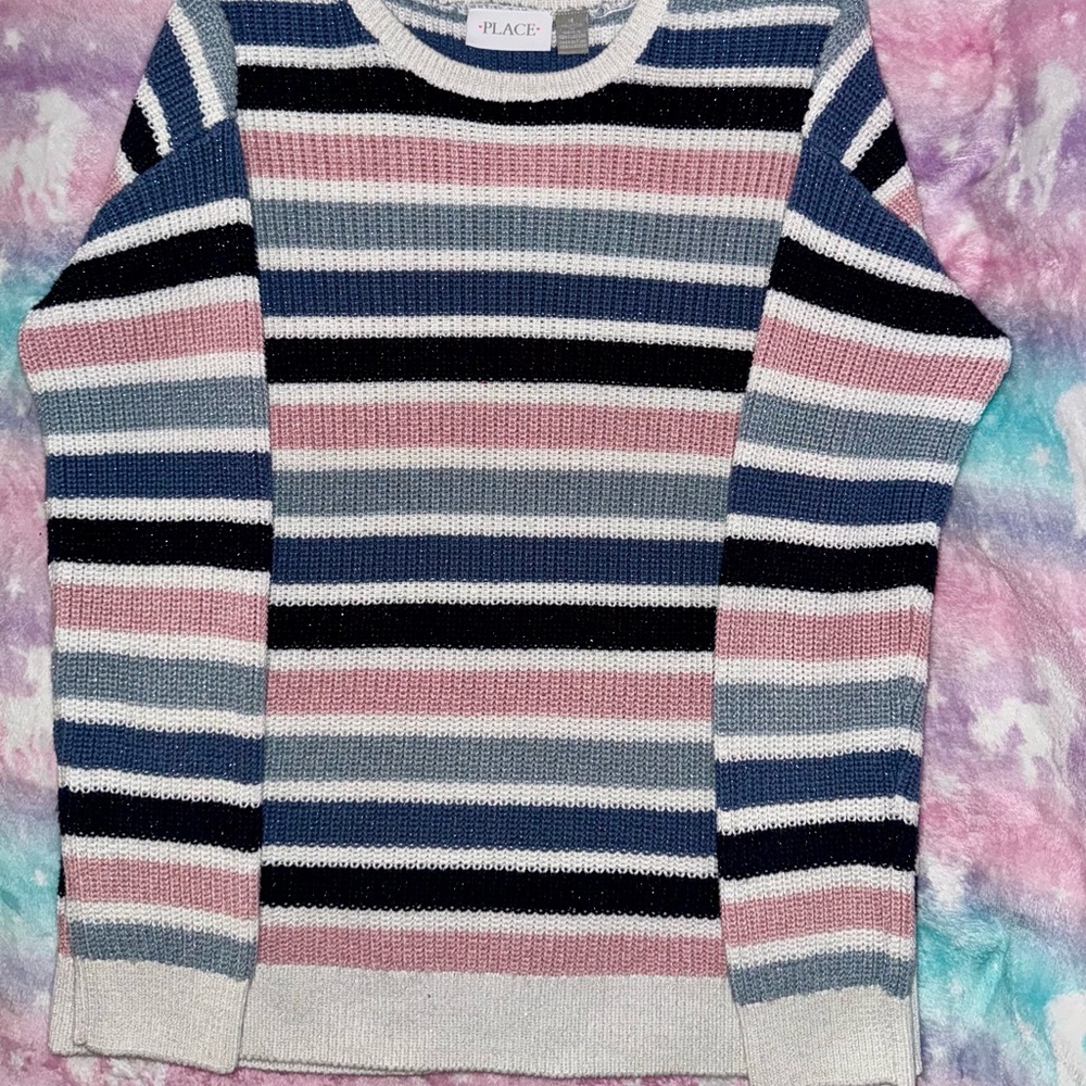 The Children's Place Striped Sweater - Pink, Blue, Black, White